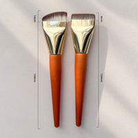 Pinceaux de maquillage professionnels en gros à poils synthétiques, manche en bois rouge, tête plate pour fond de teint et anticernes, avec logo personnalisé