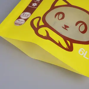 Stampa personalizzata di alta qualità 2.5KG tassello laterale 5KG sottovuoto carta smerigliata Tofu misto lettiera per gatti sacchetto di imballaggio con manico in Carring