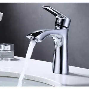 Factory supplier bathroom sink tap deck mounted chrome single handle single cold water wash hand zinc body square basin faucet