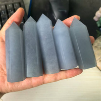 Points de baguette de cristaux de qualité supérieure pierres de guérison tour de cristal d'angélite bleue naturelle pour la décoration