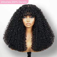 Perruque Bob Courte Bouclée Super Double Drawn avec Frange, Cheveux Humains Vierges Bruts 11A, Perruques Bouclées Volumineuses pour Femmes – Vente en Gros