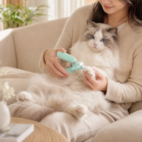 Coupe-ongles pour animaux de compagnie en acier inoxydable avec lumière LED, protection de sécurité intégrée et lime à ongles pour chats et chiens - Conception ergonomique