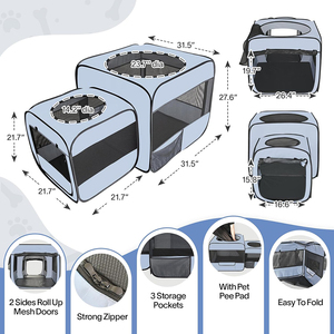 <span class=keywords><strong>Playpen</strong></span> portatile Pop-up per gatti e cani 2-in-1 non è richiesto alcun montaggio in acciaio inossidabile casse per tende per animali domestici custodia per gatti - Product Image 3