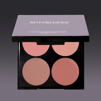 Grosir MINSHZEE OEM Eyeshadow kontur pencerah kulit Asia Vegan palet perona pipi riasan 4 warna kustom 2 dalam 1