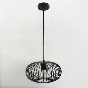 Lampada a Sospensione Moderna, Lampadario a Gabbia d'Uccello in Ferro per Ristorante, Luce Pendente Rotonda in Metallo - Product Image 1