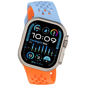 Correa de reloj de silicona transpirable perforada con conector en ángulo para Apple Watch Ultra 49mm Series 11 SE Sport, correa de repuesto para reloj - Product Image 1