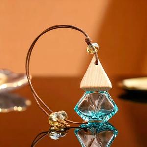 8ml Glass <strong>Car</strong> Hanging Perfume Bottle with Triangle Wooden Cap <strong>Car</strong> <strong>Diffuser</strong> Empty Glass Pendant for Auto Fragrance - Product Image 3
