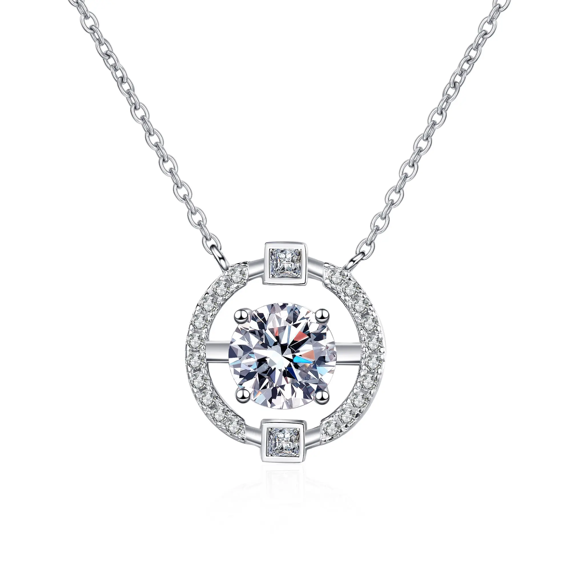 Umweltfreundlich GRA Moissanit Diamantschmuck Bling 925 Sterling-Silber runde Halskette für Damen Schicksal Schmuck