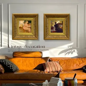 Kostenloses Muster individuelle blattgold klassische alte europäische Fotorahmen Massivholz-Gedenkkunst-Bildrahmen für Büro-Landmarkt