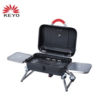 Nouveau design, barbecue portable à gaz pliable pour le jardin et le camping, en acier inoxydable noir avec revêtement en poudre