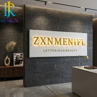 Enseigne Lumineuse LED 3D en Acier Inoxydable pour Entreprise, Lettres Métalliques Dorées Effet Miroir, Logo de Marque Rétroéclairé IP65 pour Commerces