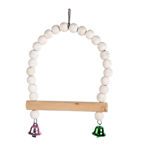 Uccello giocattolo con perline campane in legno naturale pappagallo appesa altalena giocattolo uccello altalena gabbia pappagallo appeso pesce persico uccello altalena - Product Image 1