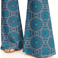 Leggings évasés vintage bleu turquoise, taille haute élastique, extensibles dans quatre directions, écologiques, décontractés, coupe large