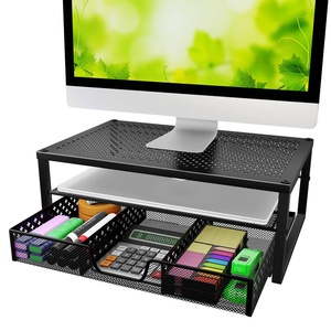 2-Tier Office Desk Organizer and <b>Accessories</b> <b>Computer</b> Monitor Stand with Drawer and 2 Pen Holders - Product Image 1