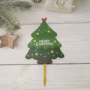 Ensemble de décorations de gâteaux en acrylique de Noël avec des motifs de Père Noël et d'arbre, imprimés en couleur, style dessin animé, pour la décoration des desserts de fête - Product Image 3