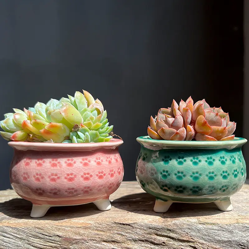 Горшок для суккулентов, круглая глазурованная кастрюля для цветов, конфетных цветов, садовый керамический цветочный комнатный горшок для керамики