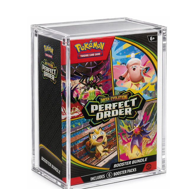 Acrylic Case for Mega Evolution Perfect Order Booster Bundle 6 Booster Packs with Magnetic Lids Protector Case