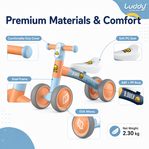 Vélo d'équilibre pour enfants Luddy B.Duck, jouet à roulettes 4 <span class=keywords><strong>roues</strong></span>, trotteur pour tout-petits, pneus EVA silencieux, siège en cuir PU, tricycle sécurisé pour 1-<span class=keywords><strong>3</strong></span> ans - Product Image 3