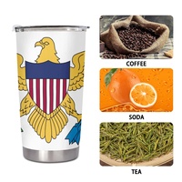Gobelet isotherme en acier inoxydable de 20 oz avec drapeau national des Îles Vierges, personnalisé, avec couvercle à vis, pour les trajets quotidiens, les voyages en voiture, souvenir, cadeau