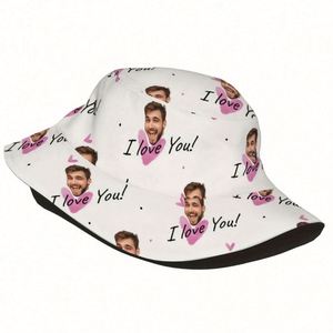 Sombrero de Pescador Unisex de Poliéster con Foto Personalizada 'Te Amo', Diseño de Dibujos Animados, Estilo Urbano, Regalo de Cumpleaños para Hombre - Product Image 3