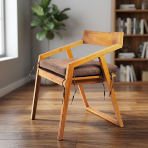 Chaise de salle à manger Home Basket Seren en teck naturel, hauteur d'assise 52 cm, dossier haut 75 cm - Product Image 2