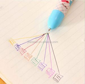 Vente flash promotionnelle, 8 couleurs en 1, stylo à bille en plastique, logo personnalisé, ensemble de stylos créatifs multicolores mignons - Product Image 2