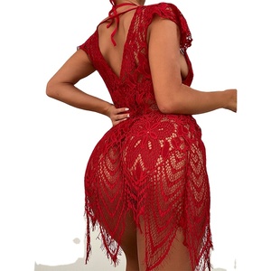 Ensemble de <span class=keywords><strong>lingerie</strong></span> sexy en mousseline trois pièces pour femmes européennes et américaines, avec dentelle florale et shorty transparent, tentation transfrontalière - Product Image 1
