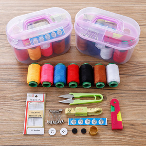 Portable <b>Sewing</b> Kit With Needles Thread Storage <b>Box</b> For Home Use Oval Plastic Case - Product Image 1