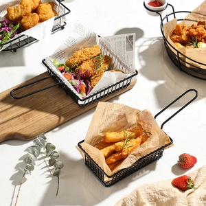 Tragbarer Mini-Quadrat-Frittierkorb aus Edelstahl mit Griff für Pommes Frites, Chips, Servieren von Speisen, Küche, Restaurant, BBQ-Halter - Product Image 1