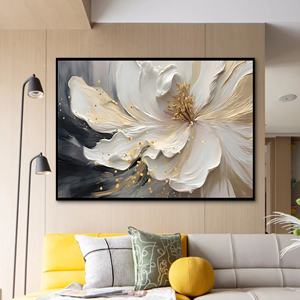 Flor de lámina de oro moderna, lienzo pintado a mano, textura, arte de pared grande, pintura <span class=keywords><strong>al</strong></span> óleo, pintura de pared abstracta hecha a mano para decoración del hogar - Product Image 6