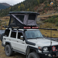 ADA OVERLAND Tienda de Campaña para Techo de Auto Tipo Z con Carcasa de ABS de Gran Espacio de 130/155 cm, Ligera, con Colchón Inflable