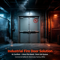 Porte double coupe-feu en acier homologuée, résistance au feu 180 minutes, avec fenêtre de vision, insonorisée, pour appartement, supermarché, hôtel, cuisine, bureau