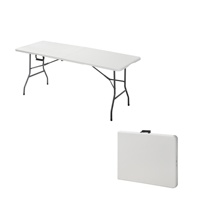 Table de salle à manger pliable blanche légère et peu encombrante pour cantines, banquets, mariages et événements festifs (vente en gros)