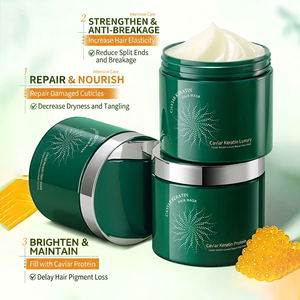 Crème Masque Capillaire à la Kératine et au Caviar, Nourrissante en Profondeur, Réparatrice pour Cheveux Secs, Abîmés et Frisés - Product Image 3