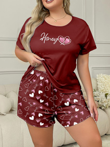 2026 nouveau KJ été femmes grande taille pyjamas 5XL <span class=keywords><strong>Obese</strong></span> femmes à manches courtes T-shirt grande taille femmes maison porter ensemble en gros - Product Image 4