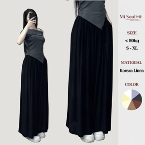 Women Breathable Velvet <b>Lace</b> Yarn Dyed Wide Leg Drawstring <b>Elastic</b> Waist Summer Casual Pants OEM - Product Image 2