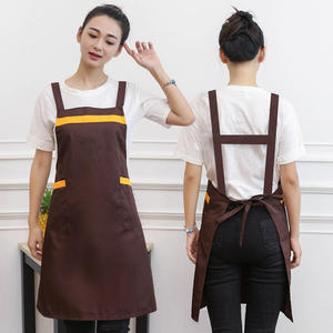 Nhà Máy Cung Cấp Hàn Quốc Phong Cách Polyester Bông Vải Màu Rắn Tạp Dề Đầu Bếp Trà Sữa Cà Phê Nhà Hàng Tiếp Viên Làm Việc Tạp Dề - Product Image 5