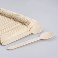 Cuillères à glace jetables personnalisées avec logo, biodégradables, en bois naturel, petites cuillères à dessert écologiques, cuillères à yaourt à long manche, pour mariage