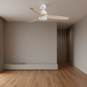 Ventilatore da Soffitto LEDUNI 52 Pollici con Motore DC, Pale in Legno, Design Moderno Bianco, Luce LED, Telecomando, Ingresso 220V - Product Image 2