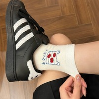 Chaussettes mi-mollet blanches pour femmes, imprimées, décontractées, en pur coton, style japonais, fines, pour étudiantes, nouvelle collection printemps