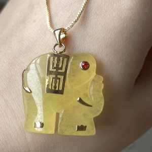 Wholesale Fine Fashion Jewelry Sets Price Jadeite <strong>Necklaces</strong> Natural Gold <strong>Elephant</strong> Jade Stone Chain Pendant <strong>Necklace</strong> for Women - Product Image 5