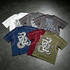 Camisetas de Hombre de Algodón Grueso con Logotipo Personalizado, Estilo Urbano, Estampado Gráfico de Alta Calidad, Camiseta Vintage de Gran Gramaje - Product Image 1