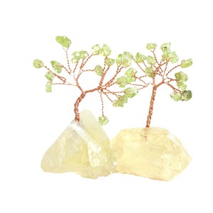 ต้นไม้คริสตัลประดับตกแต่ง ทำด้วยมือจากลวดเหล็ก ประดับด้วยหินสีเขียว ฐานหินดิบ ของตกแต่งโต๊ะทำงาน ของขวัญสำหรับบ้านและออฟฟิศ - Product Image 5