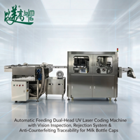 Machine de marquage laser UV à double tête à alimentation automatique rapide + lecture QR/code-barres, détection visuelle et rejet automatique