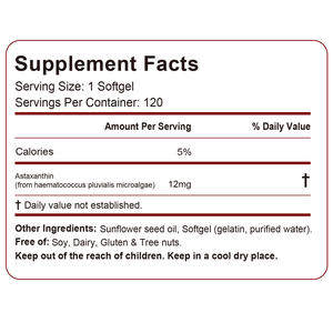 Venta superior 120 Cápsulas blandas de astaxantina Suplementos antioxidantes Grado alimenticio <span class=keywords><strong>natural</strong></span> 12mg Cápsulas blandas de astaxantina para blanquear la piel - Product Image 3