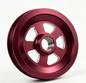 Kit de poulie serpentine en aluminium usiné CNC OEM, anodisé rouge, pièces de moteur automobile modifiées sur mesure pour l'usinage - Product Image 2