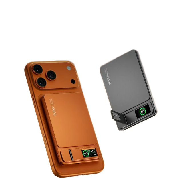 Ultra Thin Mini Magnetic for Smart Phone Aluminium Magnet Powerbank Wireless Battery Charger Power Bank Screen with Watch