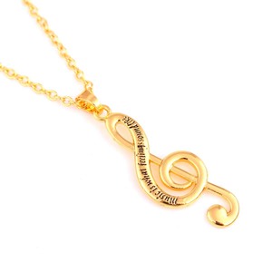 Bijoux symbole musical, la musique est ce que les sentiments sonnent comme, collier pendentif en or note de musique tendance - Product Image 4