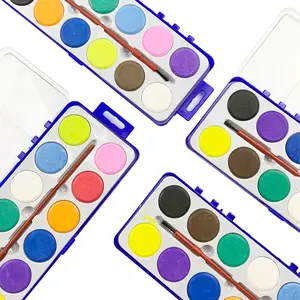 Pigmentos de pintura profesional de alta calidad, juego de pintura de acuarela sólida no tóxica, caja de plástico para niños
