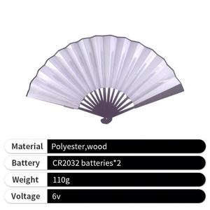 Éventail pliant en plastique personnalisé avec logo imprimé, éventail portable à LED lumineux pour les fêtes - Product Image 4